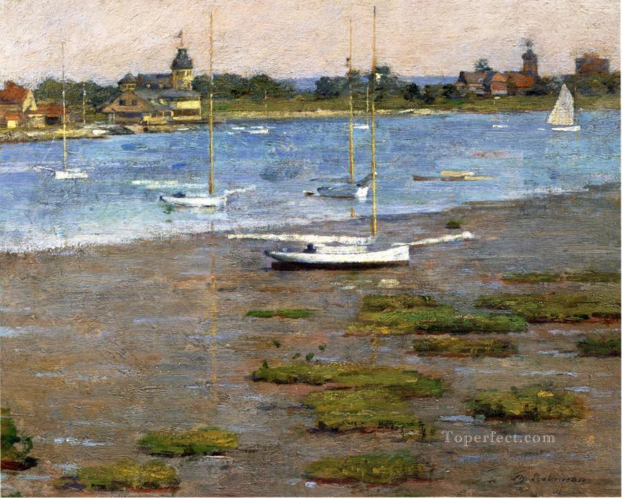 The Anchorage Cos Cob impressionism boat Theodore Robinson Oil Paintings